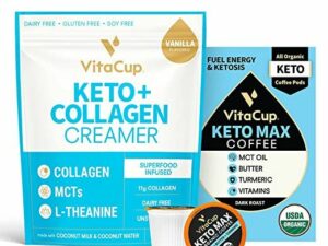 Keto Max Coffee Pods & Keto + Collagen Vanilla Coffee Creamer Bundle Coffee From  VitaCup On Cafendo