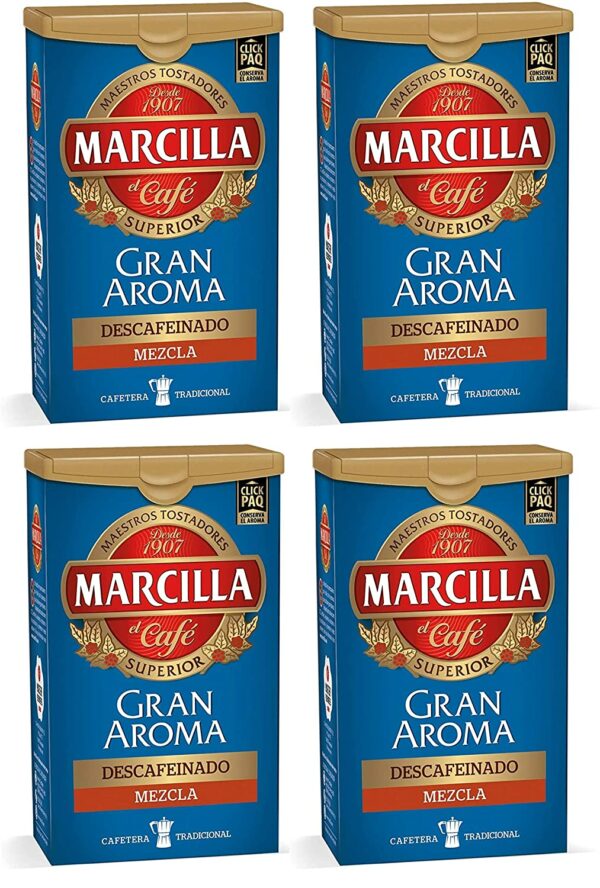 Marcilla Gran Aroma Mezcla Decaffeinated Ground Coffee 200gr. Pack of 4 Units Coffee From  Marcilla On Cafendo
