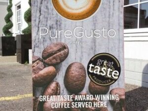 PUREGUSTO GREAT TASTE AWARD PAVEMENT SIGN Coffee From  PUREGUSTO On Cafendo