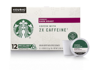 Starbucks Dark Roast K-Cup Coffee Pods with 2X Caffeine — for Keurig Brewers — 4 boxes (48 pods total)