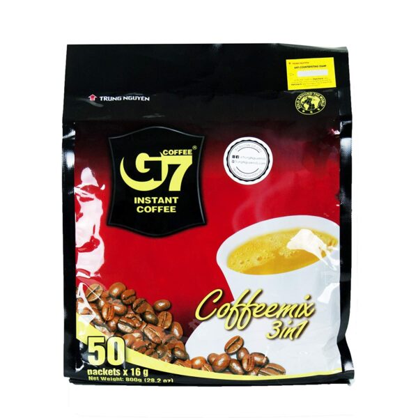 Trung Nguyen - G7 3 In 1 Instant Coffee - 50 Sachets | Roasted Ground Coffee Blend with Creamer and Sugar